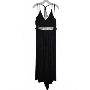 Black Women's Evening Dress with Embellished Waistband